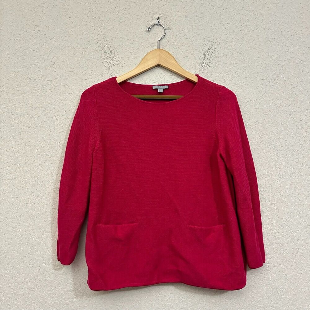 COS Wool Knit Sweater Top Red/Berry Pink 2-Pocket Long Sleeve